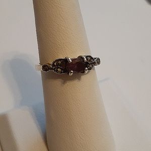 Vintage Sterling silver marque site and amethyst ring size 7 3/4